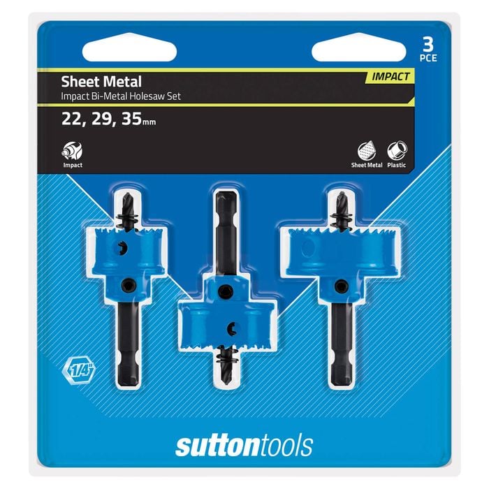 Sutton Tools 3 Piece Metal Impact Hex Shank Set 