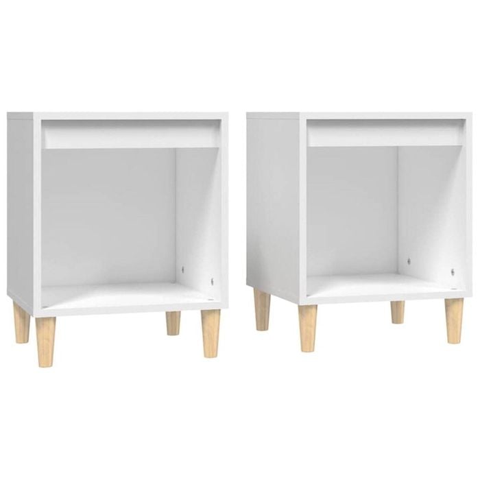 vidaXL 2x Bedside Cabinets White Nightstand Bedroom End Table with Storage