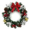 P&P Green & Red 40cm Christmas Garland with LED Lights Pine Cones Bows Ornaments
