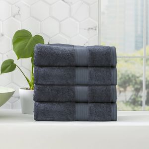 4pc Renee Taylor Stella 650gsm Super Soft Bamboo Cotton Bath Towel Indigo