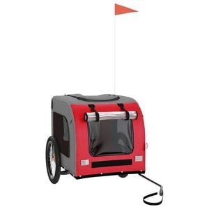 vidaXL Pet Bike Trailer Bicycle Dog Stroller Red and Grey Oxford Fabric and Iron