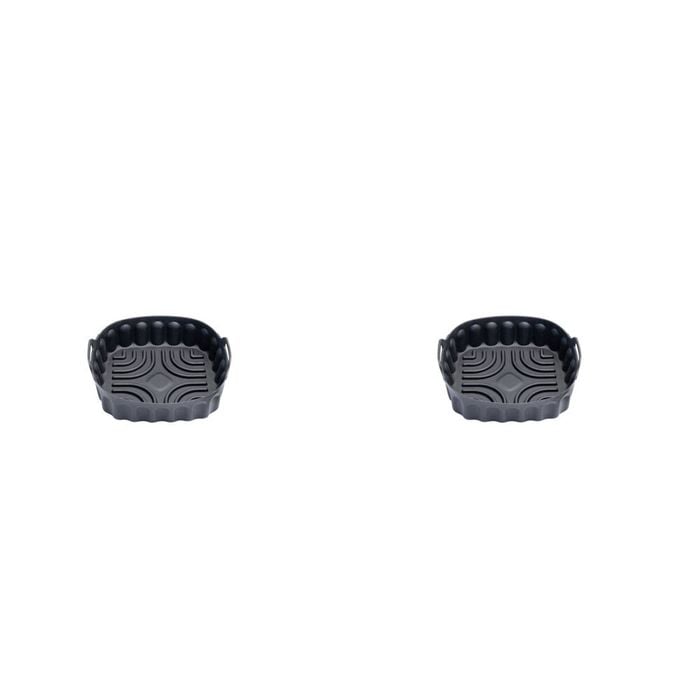 2x Cuisena Air Fryer/Oven Reusable Silicone Square Basket Black 18.5cm