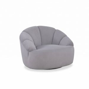 Ergonomic rounded 360° Swivel Fabric Armchair Silver color