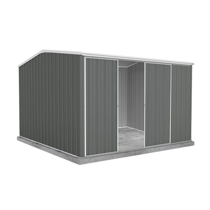 Absco Sheds 3.0 x 3.0 x 2.06m Woodland Grey Ezislider Double Sliding Door Garden Shed