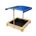 Tubby Wooden Sand Pit Adjustable Canopy Cover Kids Sandpit Outdoor Play Sandbox