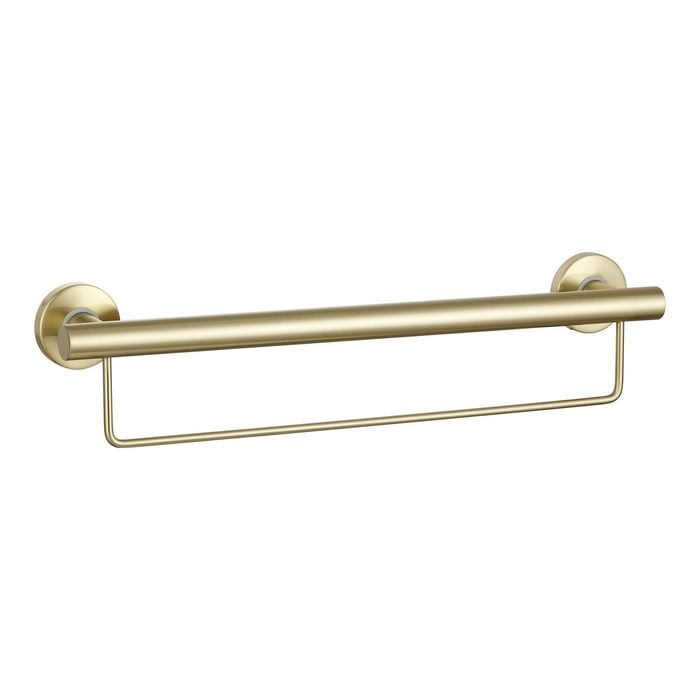 evekare 600mm Brushed Brass Towel Rail With Grab Rail