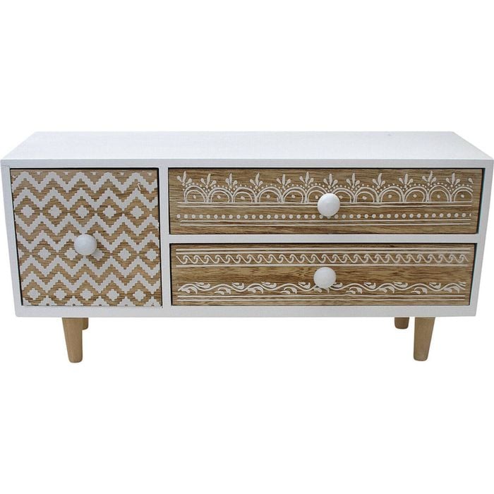 LVD Nevada 3-Drawer 33cm Cabinet Furniture Rectangle - Natural/White