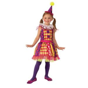 Bright Clown Halloween Costume Child Official Rubies Dress with Headband and Neckruffle, CHILD