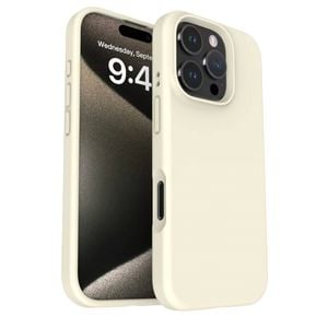 Silicone Phone Case For iPhone 16 Pro Max Shockproof Microfiber Lining - Beige