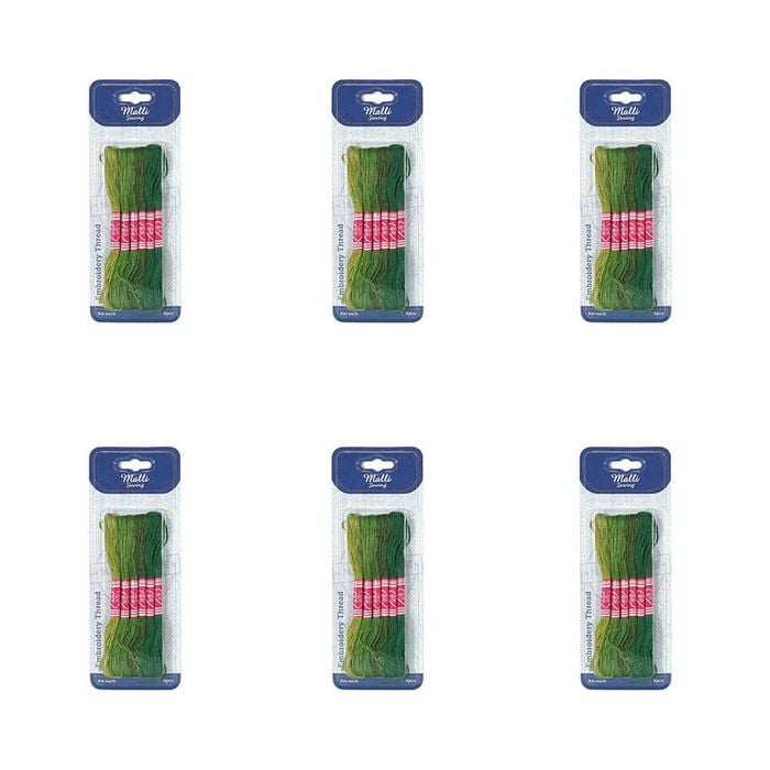 6x 6pc Malli Green 8m  Sewing Embroidery Cross-stitch Thread