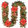 Catzon Christmas Garland with Lights 9FT Christmas Wreath-Red