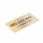 Sandleford 95 x 47mm Brass No Junk Mail Sign