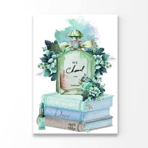 Green Blue Perfume Bottle Print 100% Australian Made 60x90cm (Stretched Canvas)