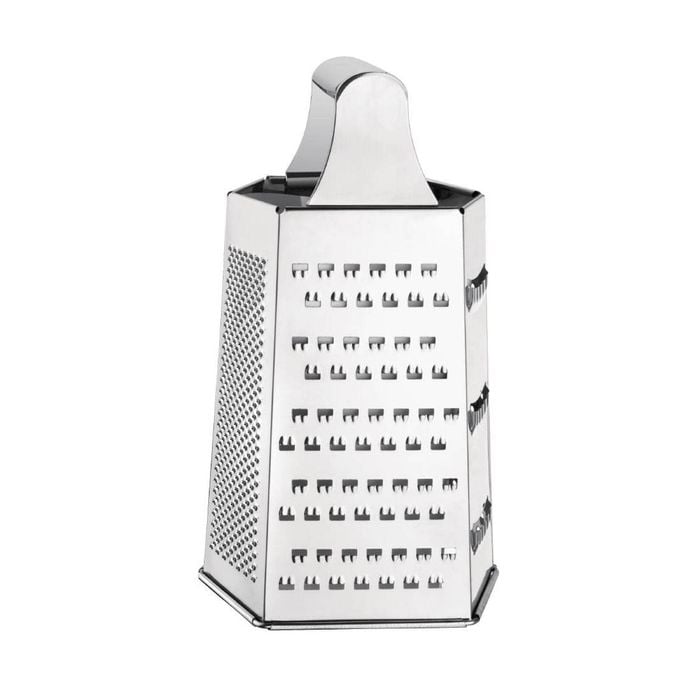 Vogue Box Grater 6 Way Stainless Steel Professional 230mm 9 Inch Kitchen Utensil Cheese Shredder