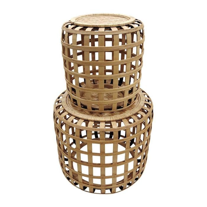 J. Elliot Cayman Set of 2 Tables 55.3x55.3x49cm & 39x39x41cm Natural