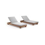 Outdoor Santorini Sun Lounge Set In Teak Look Aluminium