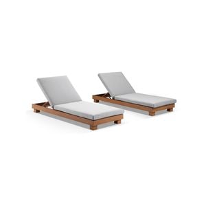 Outdoor Santorini Sun Lounge Set In Teak Look Aluminium