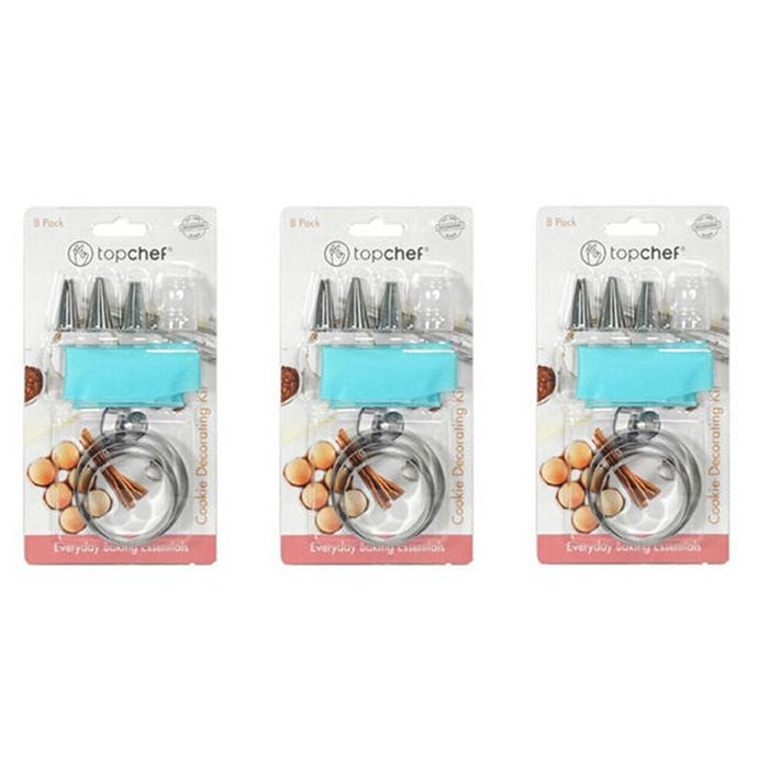 3x 8pc Topchef Reusable Silicone Cookie Decorating Baking Kit Assorted