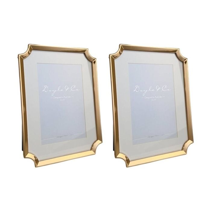 2PK SS Collective Gold Plated Hamptons Clipped Corner Photo Frame 4x6