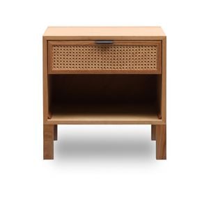Junta Messmate And Natural Rattan 1 Drawer & Shelf Bedside Table