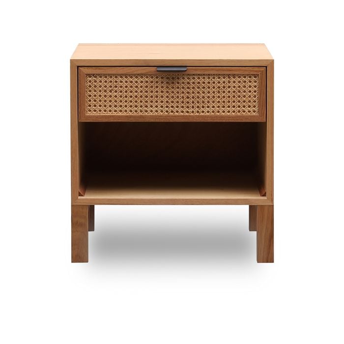 Junta Messmate And Natural Rattan 1 Drawer & Shelf Bedside Table