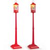 Costway 2x 155cm Christmas Street Lamp Festive Musical Lamp Post Santa & Street Light Inside-Red