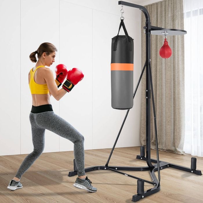 Costway 2-in-1 Boxing Training Stand Punching Sandbag Speed Ball