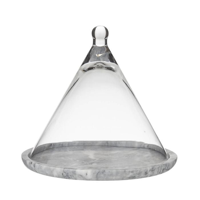 Davis & Waddell Nuvolo Marble Conical Dome Grey & Clear 25x25x24cm