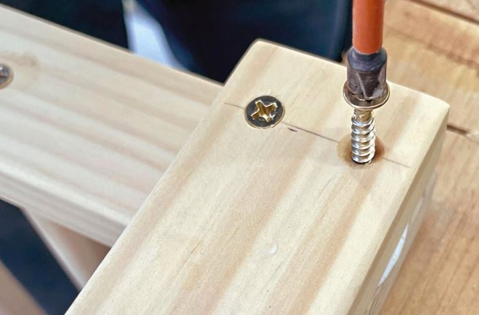 Pine bases attached together with glue and a screw