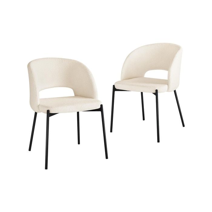 Oikiture 2PC Dining Chair Sherpa White&Black