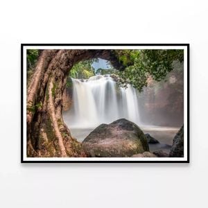 Amazing Water Fall with Rocks  Print 100% Australian Made 90x60cm  (Poster)