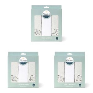 3x 3pc Little Haven Cotton Hooded Washers Elephant 25.5cm