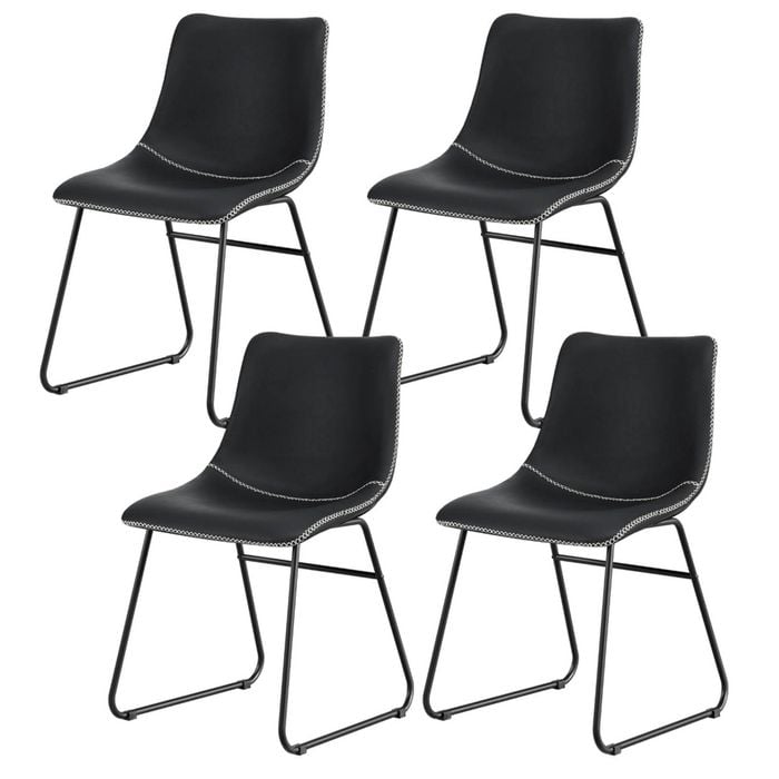 4x Artiss Dining Chairs Retro PU Leather Black