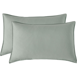 CleverPolly Twin Pack Vintage Washed Microfibre Standard Pillowcase - Sage
