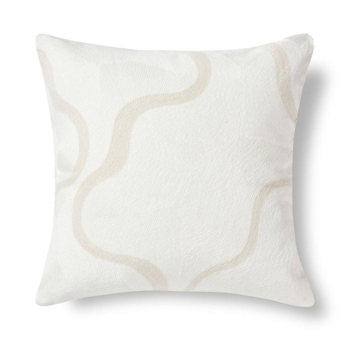 Cadence & Co. Louise Crewel Embroidered Cushion 45x45cm Natural