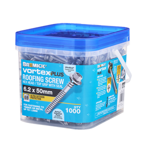 Bremick Vortex Plus Roofing Screw 6.2 x 50mm HEX B8 BX1000