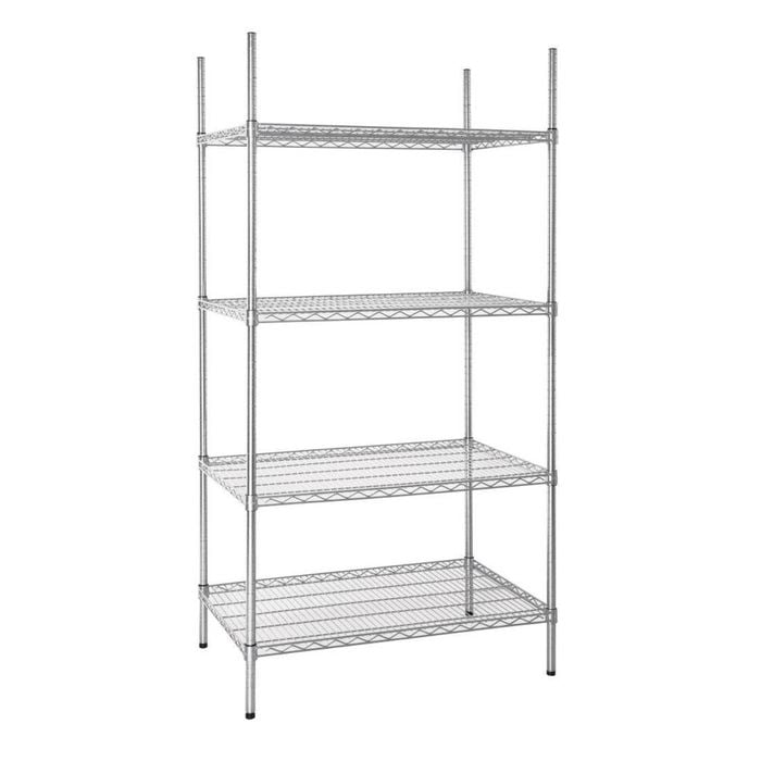 Vogue 4 Tier Wire Shelving Kit Galvanised Zinc 1840x915x610mm Commercial Kitchen Storage