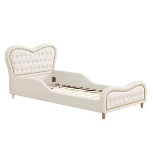 All 4 Kids Brooklyn Heart Pu Leather Single Upholstered Bed - White