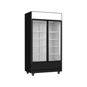 Lce Lc1000b Large Two Glass Door Colourbond Upright Drink Fridge - Black