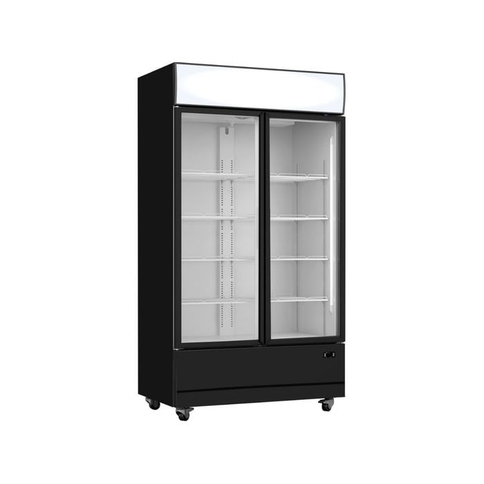 Lce Lc1000b Large Two Glass Door Colourbond Upright Drink Fridge - Black