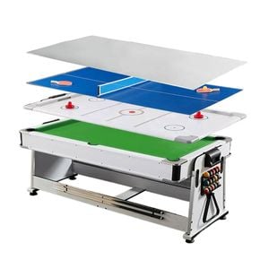 Leaf Living Versa 2026 4-in-1 8ft Convertible Table White Frame Air Hockey Pool Dining Tennis - Green Felt