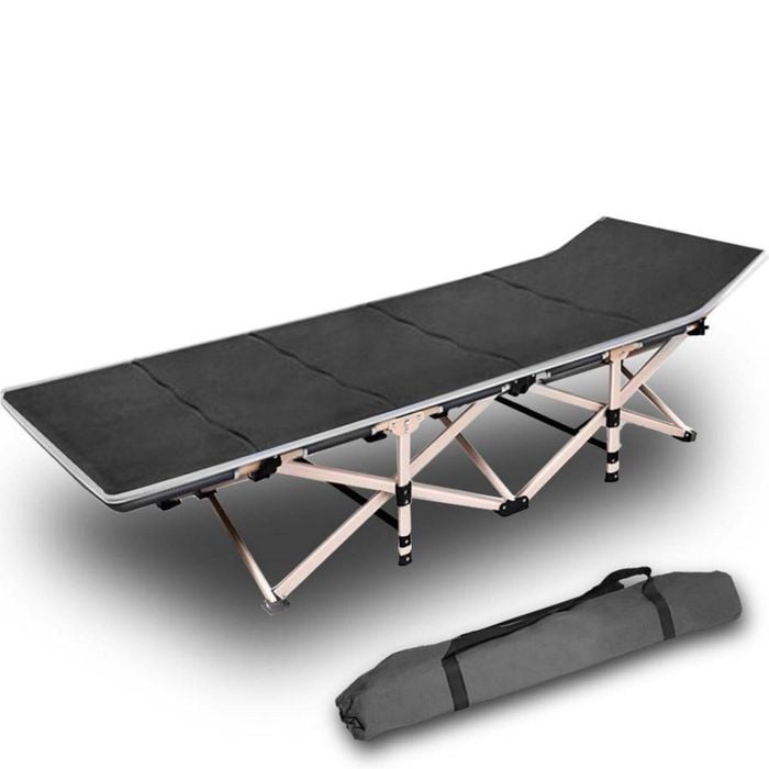 Camping Portable Stretcher Single Foldable Folding Bed Mattress Recliner Mat - Grey