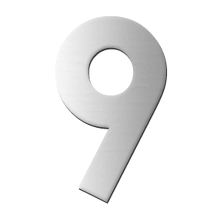 Sandleford Numeral "9" 75mm Self Adhesive Stainless Steel