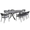 FurnitureOkay Nice-Malta 9-Piece Sintered Stone Outdoor Extendable Dining Setting - Charcoal