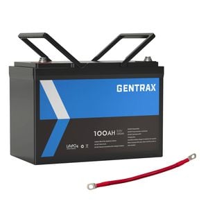 Gentrax 12v 100ah Lifepo4 Lithium Battery + 0.2m 4awg Connector Cable