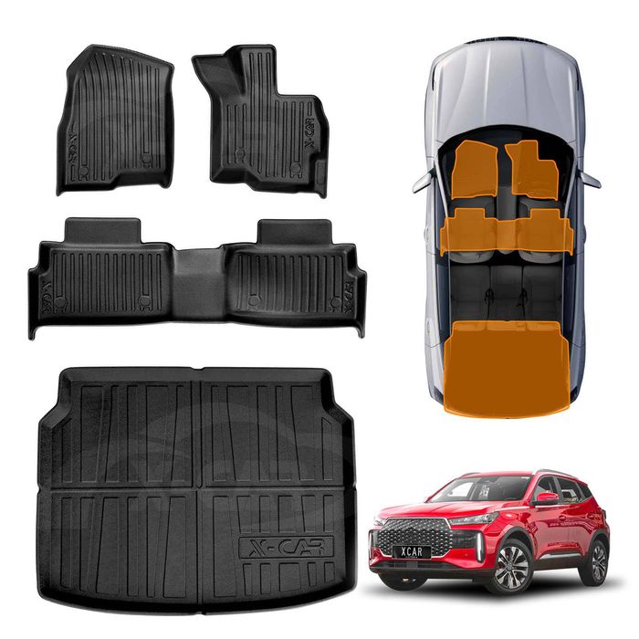 3d Floor Mats Boot Liner Set For Chery Tiggo 4 Petrol 2025-onwards All Weather Heavy Duty Cargo Car Trunk Luggage Tray