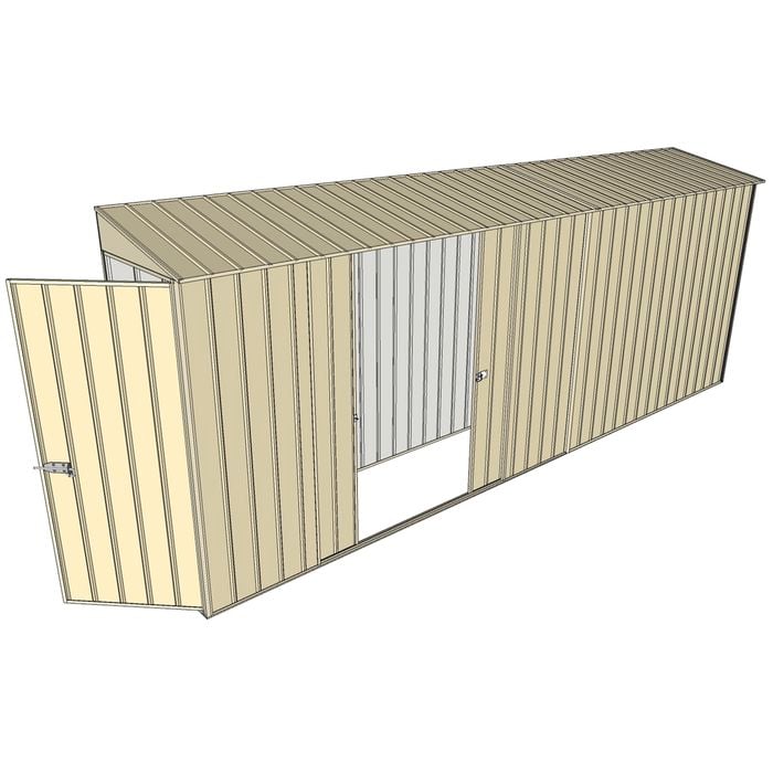 Build-a-Shed 0.8 x 5.2 x 2m Hinged Door Tunnel Shed with Double Sliding Side Doors - Cream