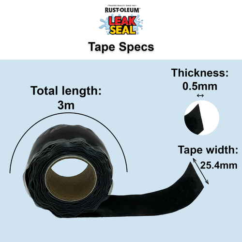 Rust Oleum 25.4mm x 3.04m Black LeakSeal Self Fusing Silicone Tape Bunnings Australia