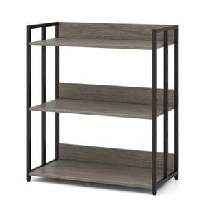 Costway 3tier Bookshelf Storage Rack Adjustable Living Room Grey