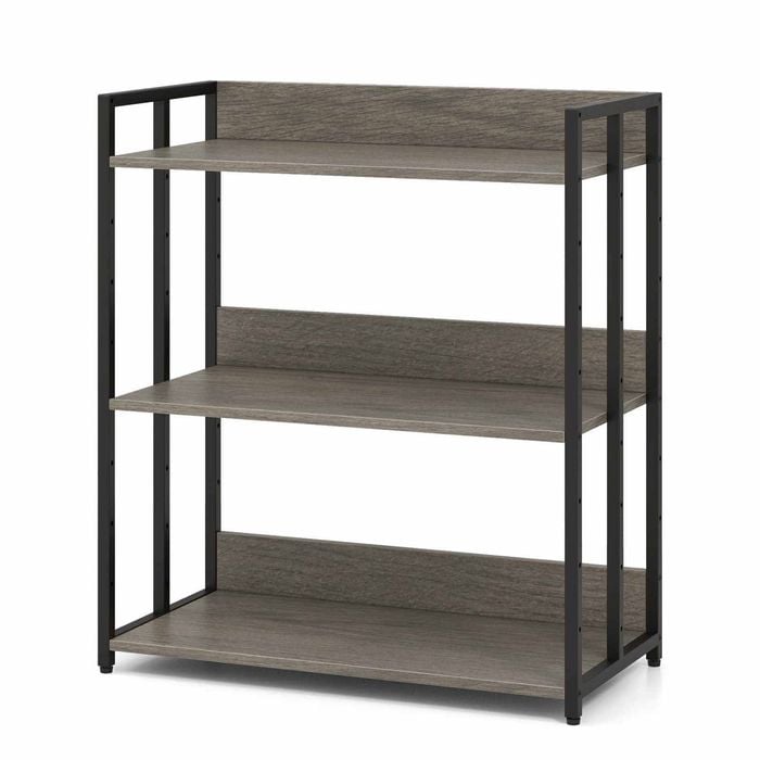 Costway 3tier Bookshelf Storage Rack Adjustable Living Room Grey